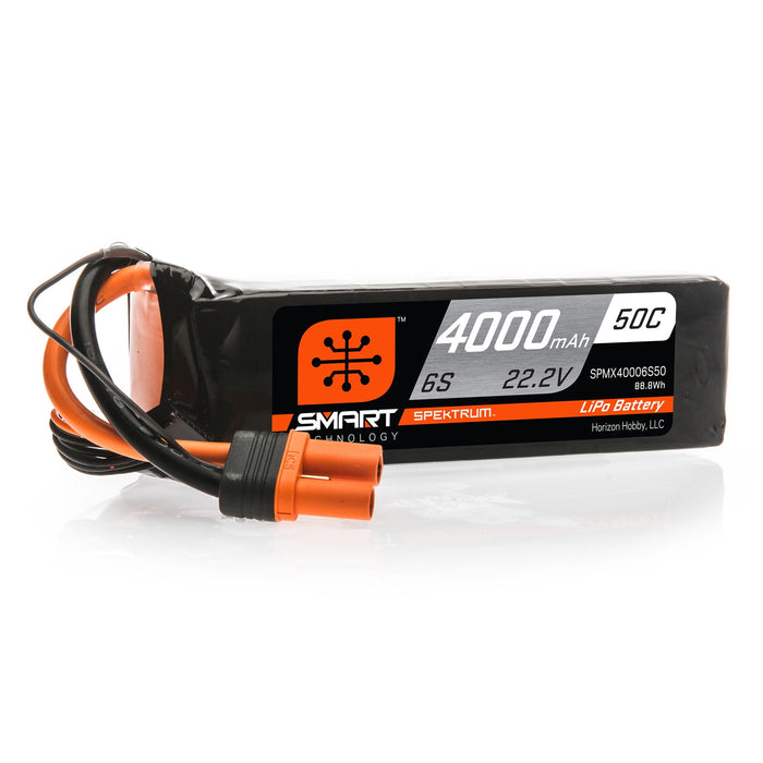 Spektrum SMART 4000mAh 6S 22.2V 50C Smart LiPo Battery IC5 SPMX40006S50 Airplane Batteries