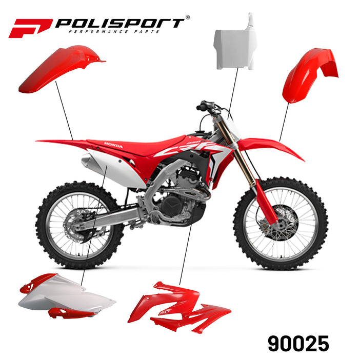 Polisport Full Plastic Kit for Honda CRF50F(04-24) OEM Quality Restyling Kit with Superior Fit, Flexibility, and Durability (Red/White)