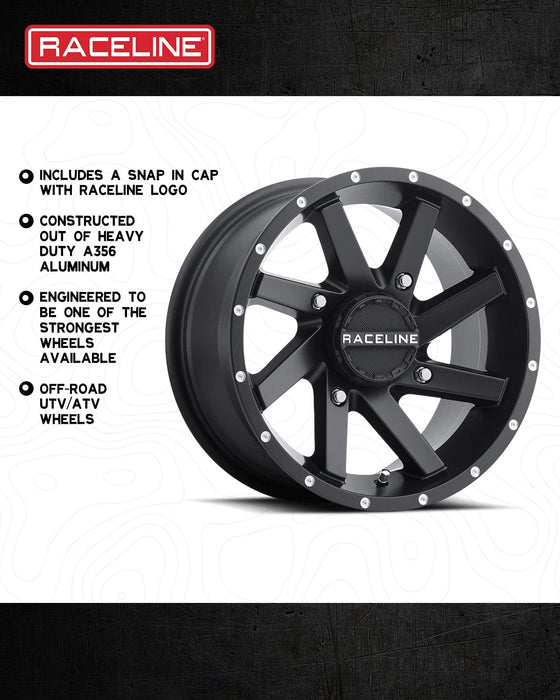 Raceline Wheels A82B TWIST UTV/ATV Wheel Black 14x7" 4x156", 5 mm offset/(4.2"B/S)