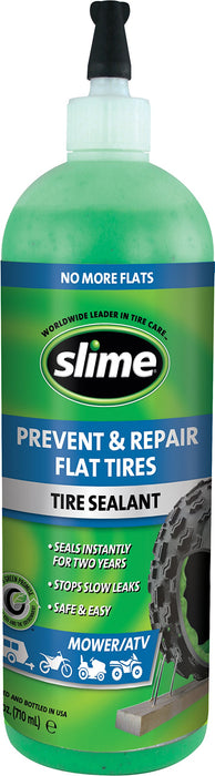 Slime 10008 Flat Tire Puncture Repair Sealant, Prevent and Repair, Tubeless Mower and ATV Tires, Non-Toxic, eco-Friendly, 24 oz Bottle