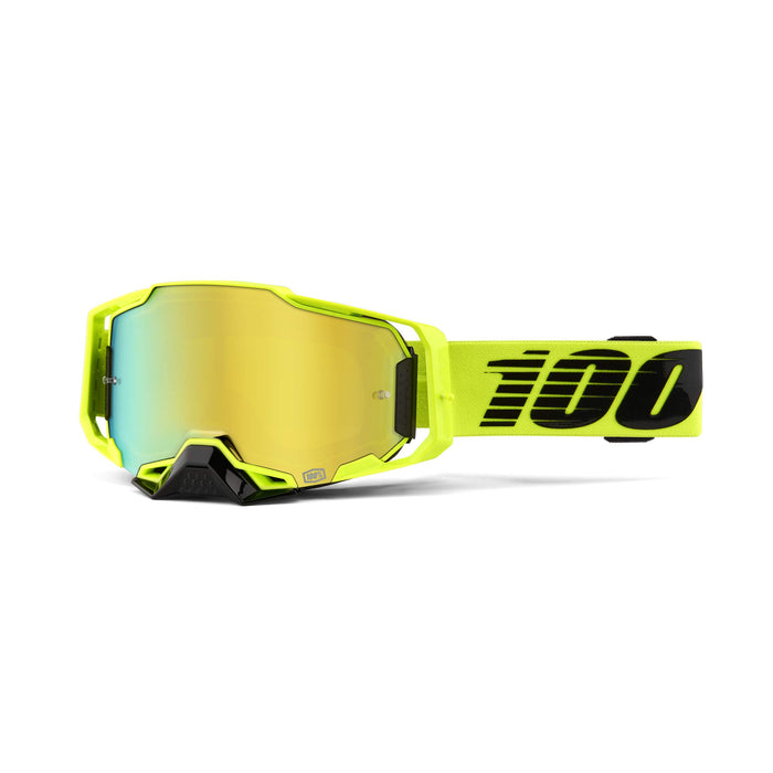 100% ARMEGA Premium Protective Sport Goggles with Ultra HD Lens & Nose Guard (Nuclear Citrus - Mirror Gold Lens)