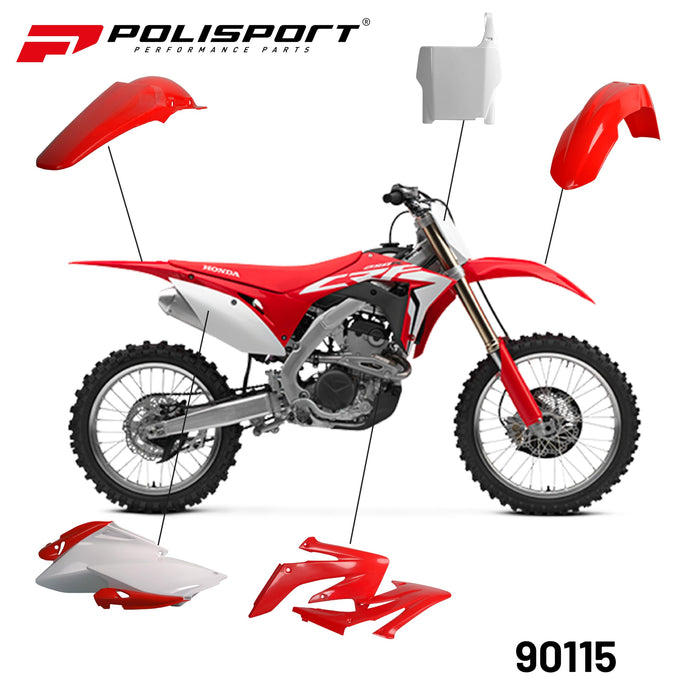 Polisport Full Plastic Kit for Honda CRF250R (2006-2007) OEM Quality Restyling Kit with Superior Fit, Flexibility, and Durability (Red/White)