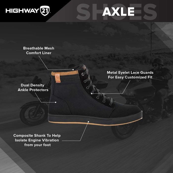 Highway 21 Men's Motorcycle Axle Shoes (Black/Gum, US 08)