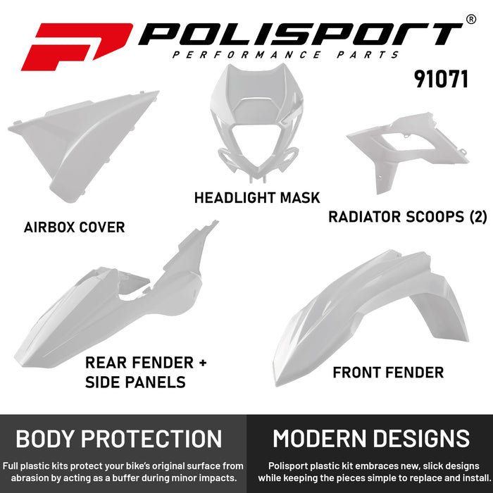 Polisport Full Plastic Kit for Beta RR 2T/4T (2018-2019) OEM Quality Restyling Kit with Superior Fit, Flexibility, and Durability (White)