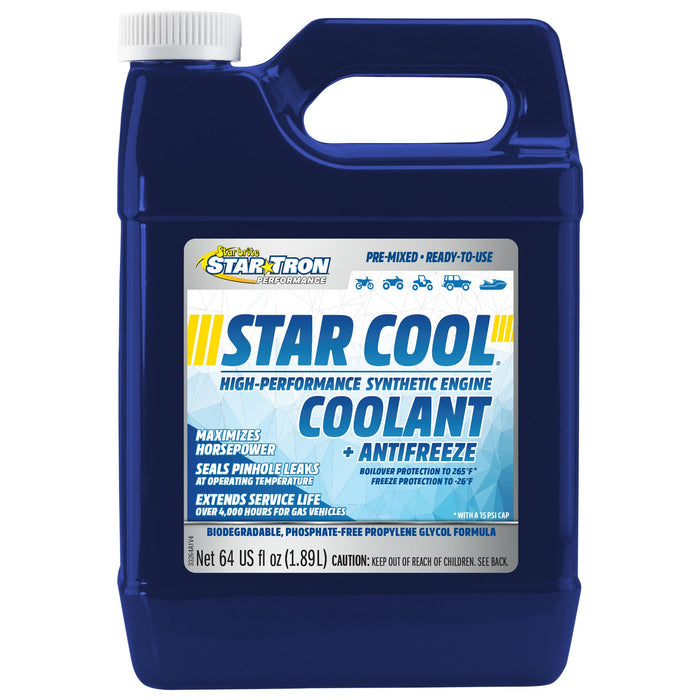 STAR TRON Star Cool High Performance Synthetic Engine Coolant + Antifreeze - Maximum Horsepower & Year-Round Protection - Propylene Glycol Formula - 64 OZ (033264)