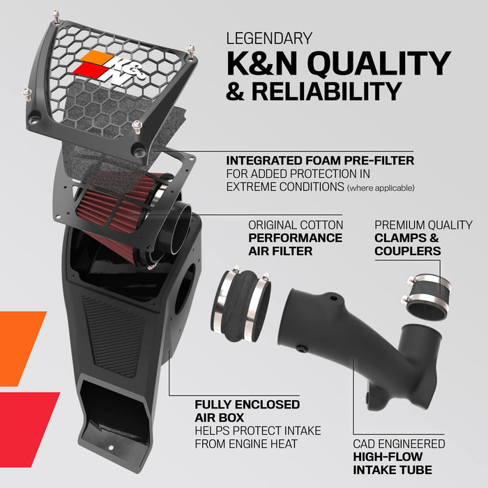 K&N Cold Air Intake Kit: Increase Acceleration & Towing Power, Guaranteed To Increase Horsepower Up To 11Hp: Compatible With 3.8L, V6, 2007-2011 compatible with Jeep (Wrangler, Wrangler Iii), 63-1574