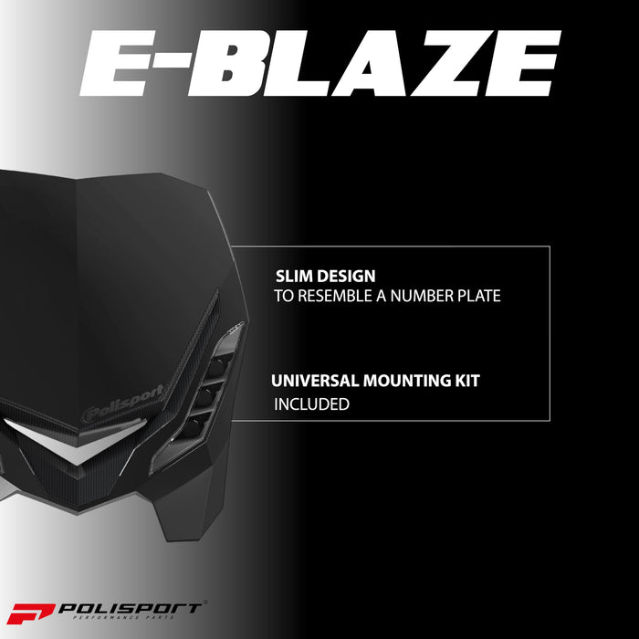 Polisport E-Blaze Motorcycle Headlight - Slim LED Design, Adjustable Lights, Customizable, Glossy & Carbon Fiber (Black)