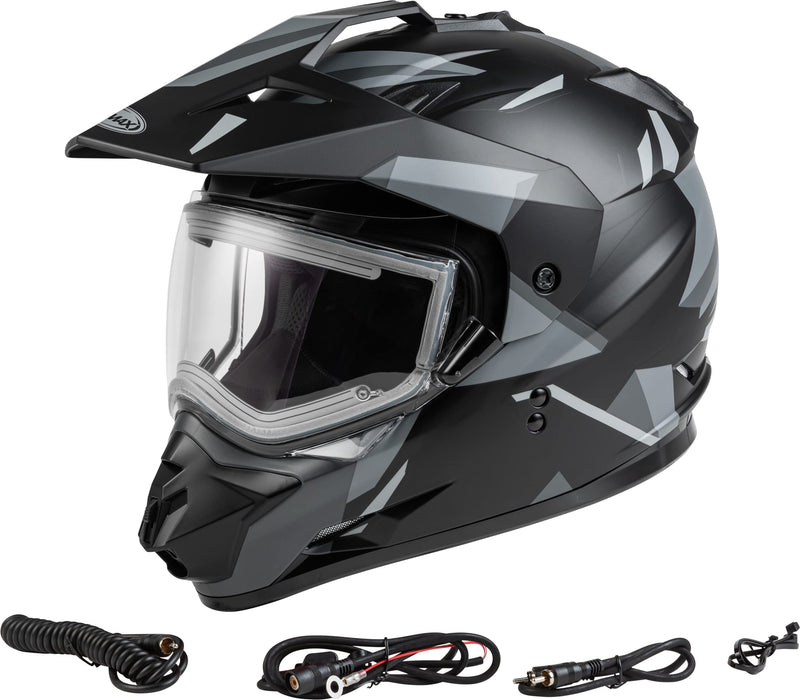 Gmax A4113076 Gm-11S Ripcord Snow Helmet W/Elec Shield Matte Blk/Gry Lg