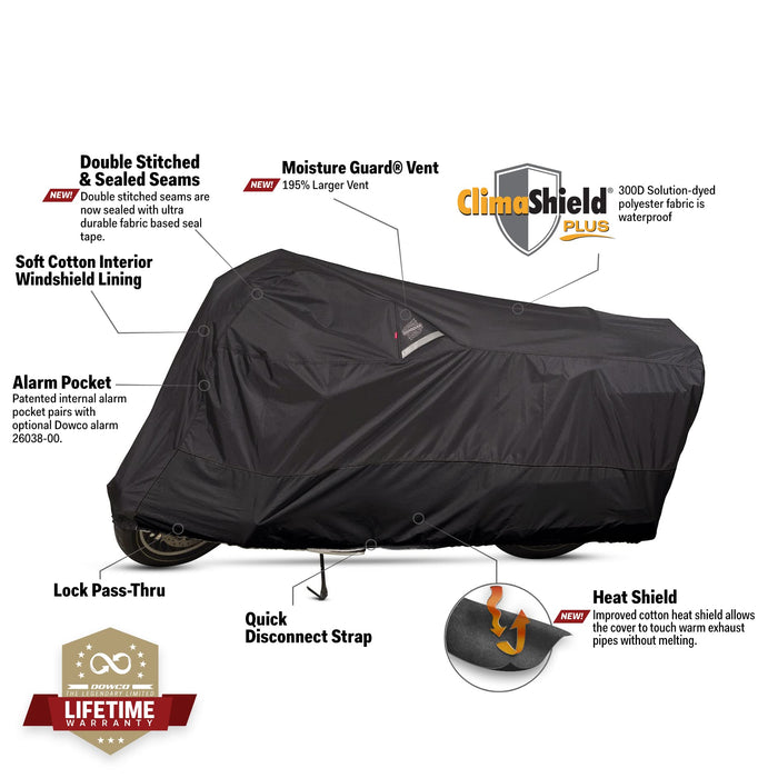 Dowco Guardian 50003-02 WeatherAll Plus Indoor/Outdoor Waterproof Motorcycle Cover: Black, Large