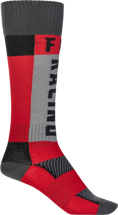 Fly Racing 2022 MX Riding Socks (Thick Red/Grey, LG/XL)