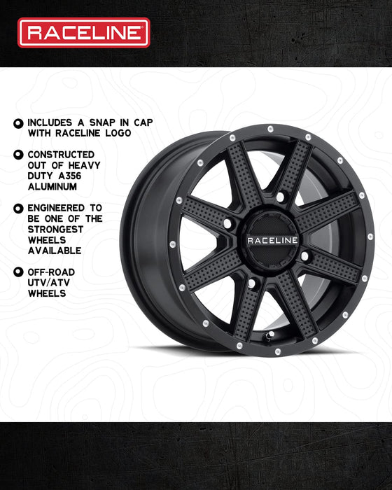 Raceline Hostage Wheel-12x7-5+2 Offset-4/11 Black Wheel with Aluminum (12 x 7. inches /1 x 1 mm, 10 mm Offset)