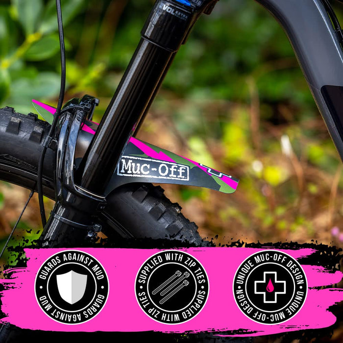 Muc-Off Front Ride Guard, Camo Foldable Bike Fenders, 100% Recycled Mud Guard Bike Fender For Mountain Bike, Road Bikes And Gravel Bikes 20291