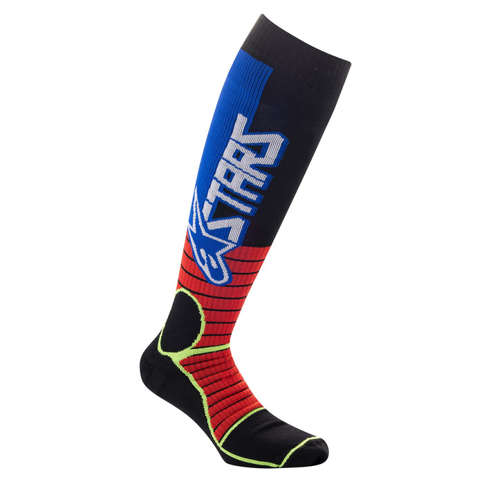 Alpinestars Mx Pro Socks Burnt Red/Yellow Fluo/Blue Md (4701520-3057-M)