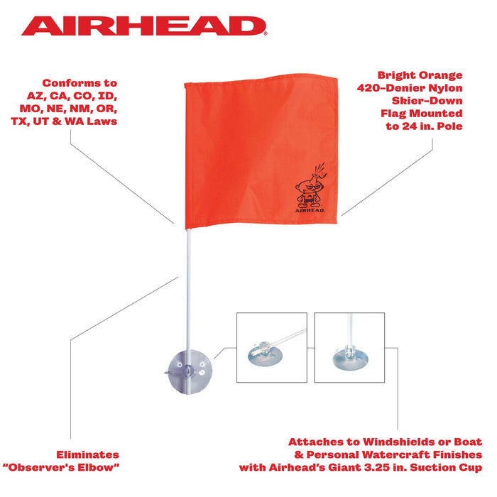 Airhead StIK-a-FLAG Water Ski Flag - Attaches to Boat Windshield for Convinience - Enhanced Visibility and Safety for Water Skiing