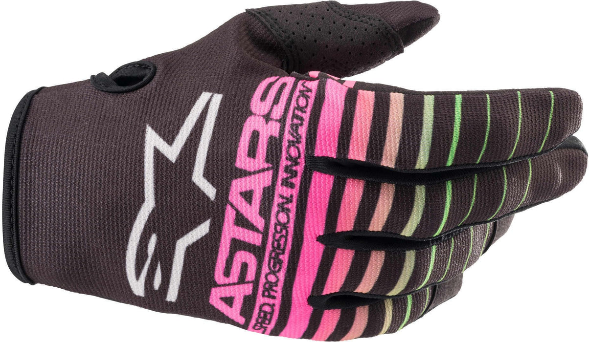 Alpinestars Youth Radar Gloves Black/Green Neon/Pink Fluo Md (3541822-1669-M)