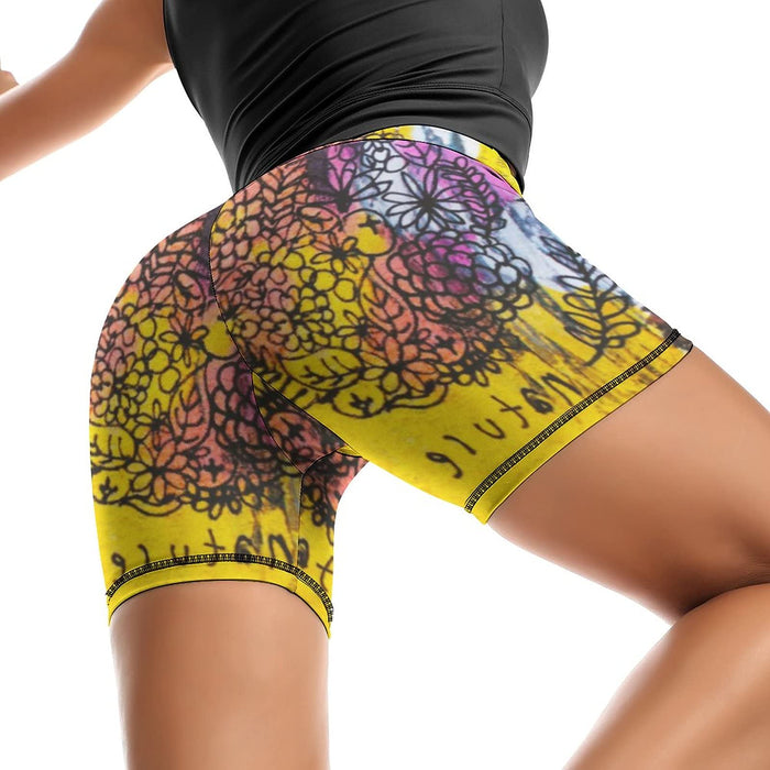 High Waisted Biker Shorts for Women - Buttery Soft Yoga Workout Printed ShortsGraffiti09