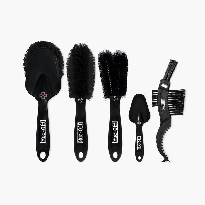 Muc-Off 206 5 Piece Premium Brush Kit - Includes 5 Bike Cleaning Brushes with Durable Nylon Bristles and Ergonomic Rubberised Handles to Minimise Impact