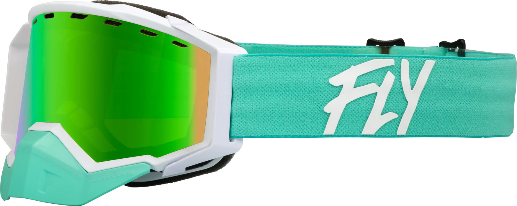 Fly Racing 2023 Zone Snow Goggle (Mint/White W/Green Mirror/Amber Lens, Adult)