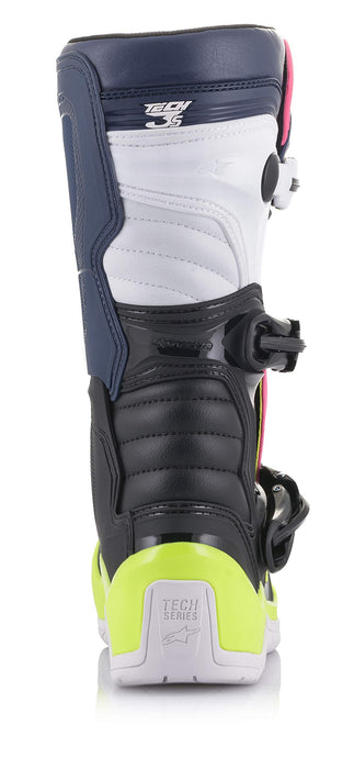 Alpinestars 2014018-1176-8 Tech 3S Youth Boots Black/Dark Blue/Pink Fluo Sz 08