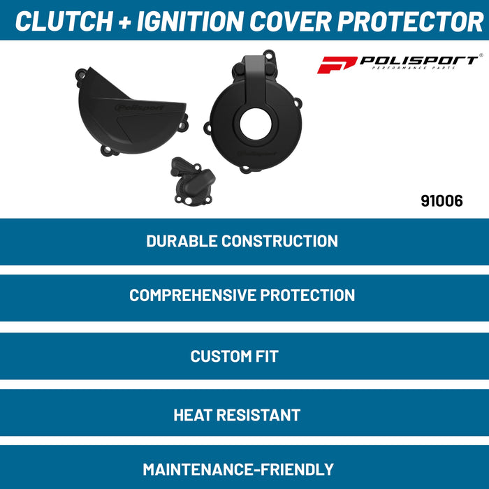 Polisport Clutch and Ignition Cover Protector Kit (Black) - Compatible with Sherco SE-F 250 SE-F 300 (2014-2022)