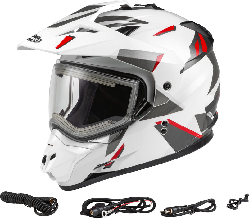 Gmax A4113015 Gm-11S Ripcord Snow Helmet W/Elec Shield Wht/Grey/Red Md