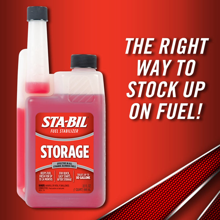 STA-BIL Storage Fuel Stabilizer - Keeps Fuel Fresh for 24 Months - Prevents Corrosion - Gasoline Treatment that Protects Fuel System - Fuel Saver - Treats 80 Gallons - 32 Fl. Oz. (22287)