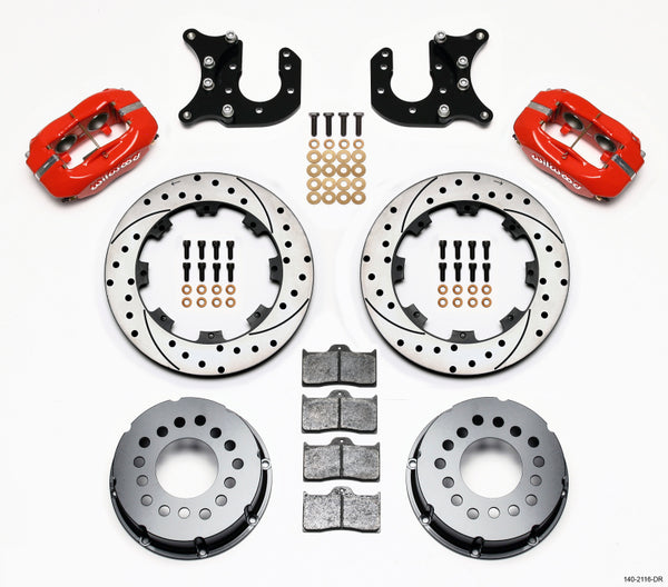 Wilwood Forged Dynalite P/S Rear Kit Drilled Red Mopar-Dana 2.72in Offset 140-2116-DR