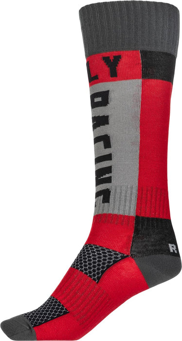 Fly Racing 2022 MX Riding Socks (Thick Red/Grey, LG/XL)