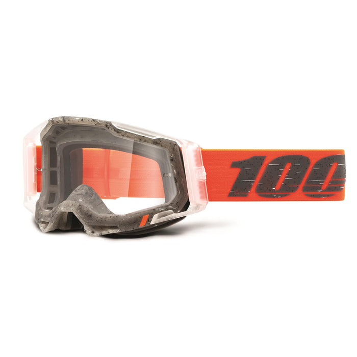 100% Racecraft 2 Mountain Bike & Motocross Goggles - MX and MTB Racing Protective Eyewear (Schrute - Clear Lens)