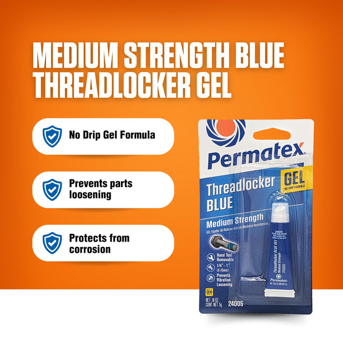 Permatex 24005 Medium Strength Threadlocker Blue Gel, 5 g