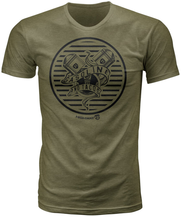 Highway 21 Men's Gasoline Tee (Military Green, Medium)