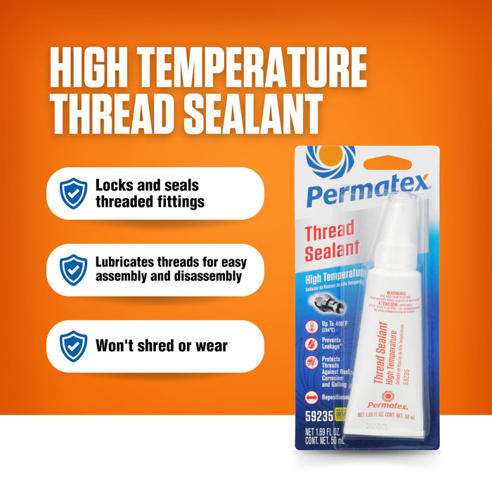 Permatex 59235 High Temperature Thread Sealant, 50 ml Tube , White