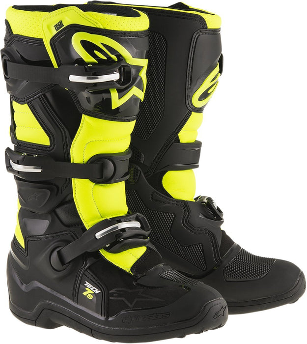 Alpinestars Unisex-Child Tech 7S Youth Boots (Black/Yellow, Size 4)