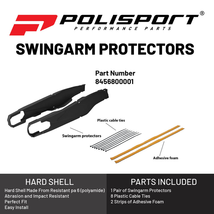 Polisport Swingarm Protector - Durable and Easy-to-Install Protection for Motorcycles (Black)