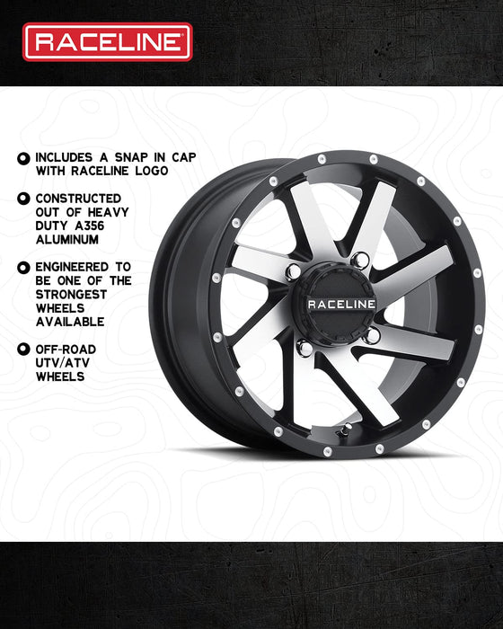 Raceline Wheels A82M TWIST UTV/ATV Wheel Black Machined Finish 14x7" 4x137", 10 mm offset/(4.39"B/S)