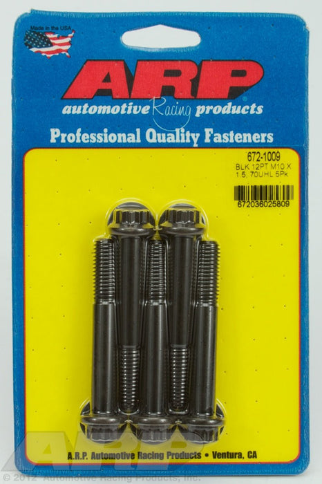 ARP M10 x 1.50 x 70 12pt Black Oxide Bolts (5/pkg) 672-1009