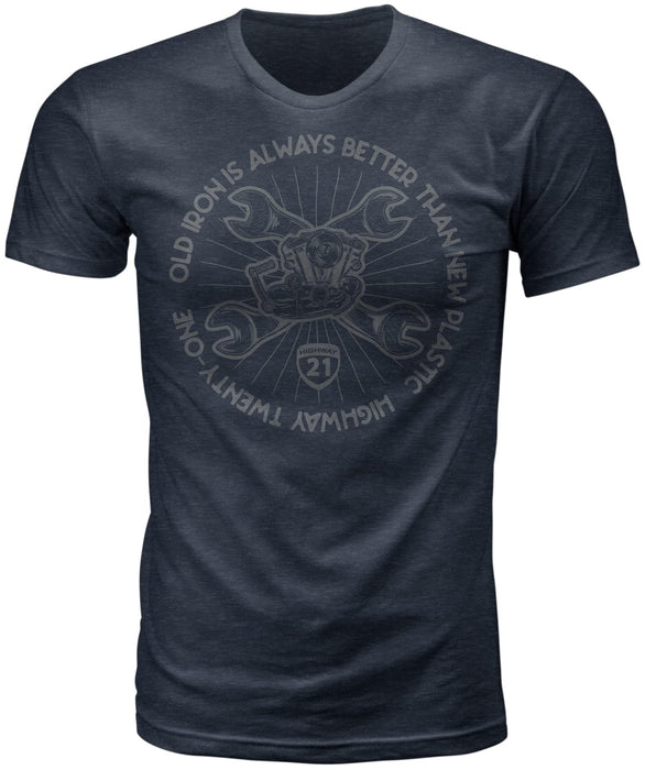 Highway 21 Men's Old Iron Tee (Midnight Navy, Small)