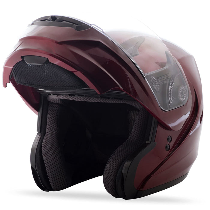 GMAX MD-04, DOT Approved Modular Helmet for Motorcycles, Scooters, Spyders, Mopeds and More (Wine RED)