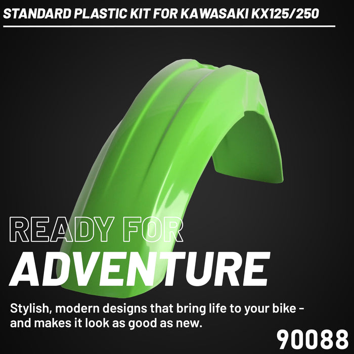 Polisport Full Plastic Kit for Kawasaki KX125/250 (1996-98) OEM Quality Restyling Kit with Superior Fit, Flexibility, and Durability (Green/White)