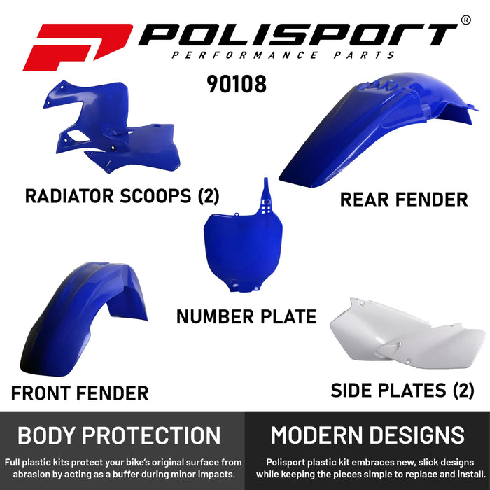 Polisport Standard Plastic Kit for Yamaha YZ 125/250 (2000-2001) OEM Quality Kit with Superior Fit, Flexibility, and Durability (Blue)