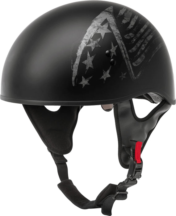 GMAX HH-65 Naked Motorcycle Street Half Helmet (Bravery Matte Black/Grey, Small)