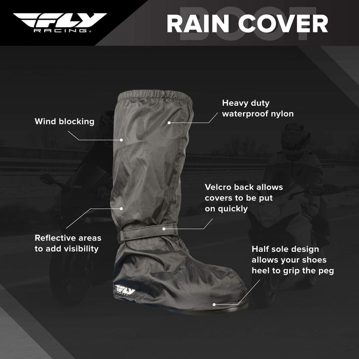 FLY Racing Black Rain Cover for Motorcycle Boot, Rain Gear for Men and Women