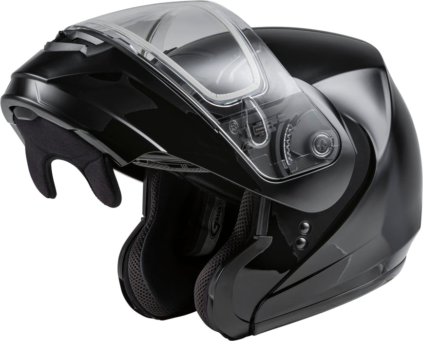 GMAX MD-04S, DOT Approved Modular Helmet for Snow & Motor Sports with Dual Lens Shield (Black)