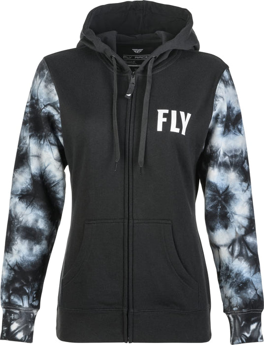 Fly Racing 358-0070X Women's Fly Tie-Dye Zip Up Hoodie Black/Grey XL