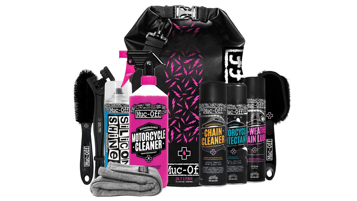 Muc-Off Ultimate Motorcycle Cleaning Kit - Motorcycle Detailing Kit, Motorcycle Accessories for Cleaning - Includes Motorcycle Cleaner and Chain Lube