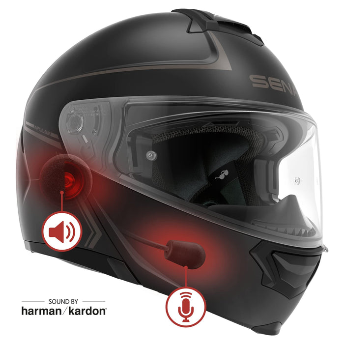 Sena Impulse DOT Flip Up Modular Bluetooth Helmet w/Sound by Harman Kardon Dual Visor Helmet with Integrated Mesh Intercom System / MP3 / Voice Dial (Gloss White, X-Large)