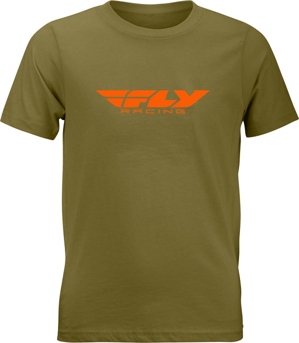 Fly Racing 352-0676YL Youth Fly Corporate Tee Olive/Orange Yl