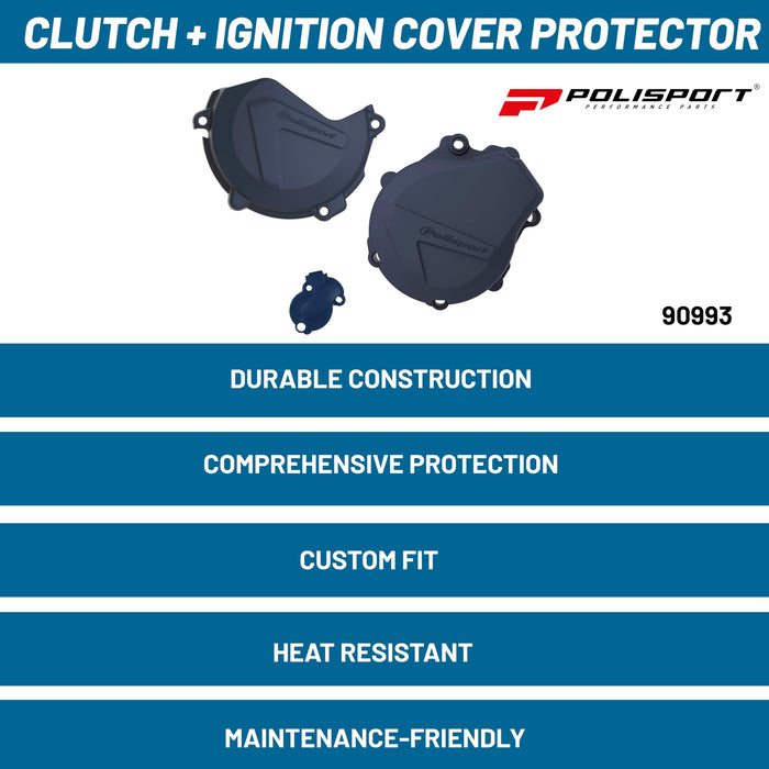 Polisport Clutch and Ignition Cover Protector Kit (Blue)- Compatible with KTM/Husqvarna