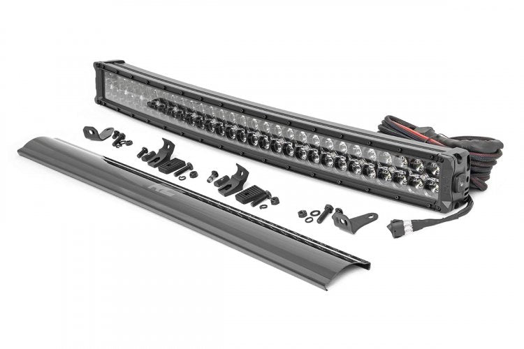 Rough Country LED Light Kit Bumper Mount 30" Black Dual Row White DRL Fits toyota4Runner (14-20)