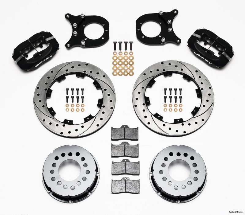 Wilwood Forged Dynalite P/S Rear Kit Drilled Rotor Chev 12 Bolt w/Clip Eliminator 140-5236-BD